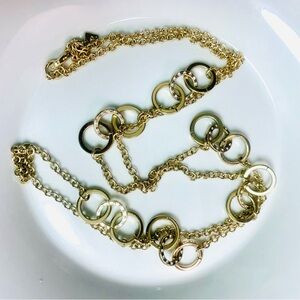 Banana Republic Gold Toned Clear Rhinestones Circles Links Necklace
